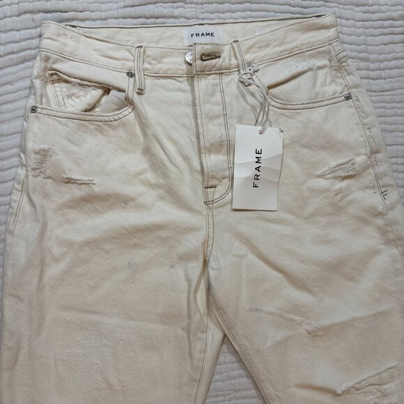 NWT FRAME Le Original Off-White Distressed High Rise Jeans – Women’s 28 - Picture 4 of 14